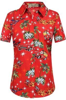 NWT SSLR Women's Button-Down Hawaiian Christmas SS Shirt Sz 2XL